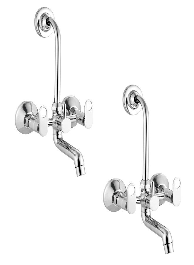 ANATOMIX Flora Brass Wall Mixer with L Bend Pipe and Provision for Over Head Shower and 125mm Long Bend Pipe Pack of 2 - Image 1